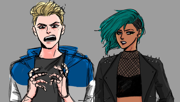 Nathan and Rhea. Nathan was scrapped from Project Seraphin but could be inserted as supporting character or another faction. He was Ella’s love interest and while he had asshole tendencies, was well liked and worked hard to keep the peace in his own ways.